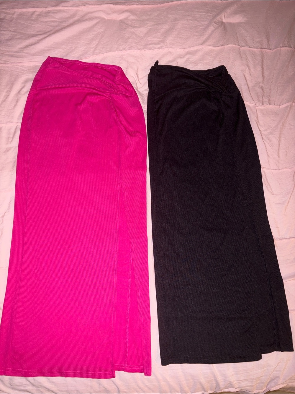 SHEIN Hot Pink and Black Maxi Skirt Duo